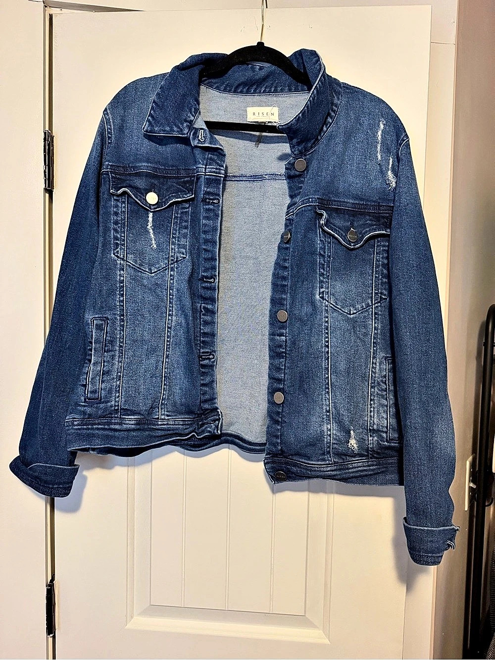Risen Women'Small Denim Jacket Size Small Blue